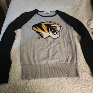 Touch by Alyssa Milano Gray and Black Crewneck Sweater with Tiger Graphic